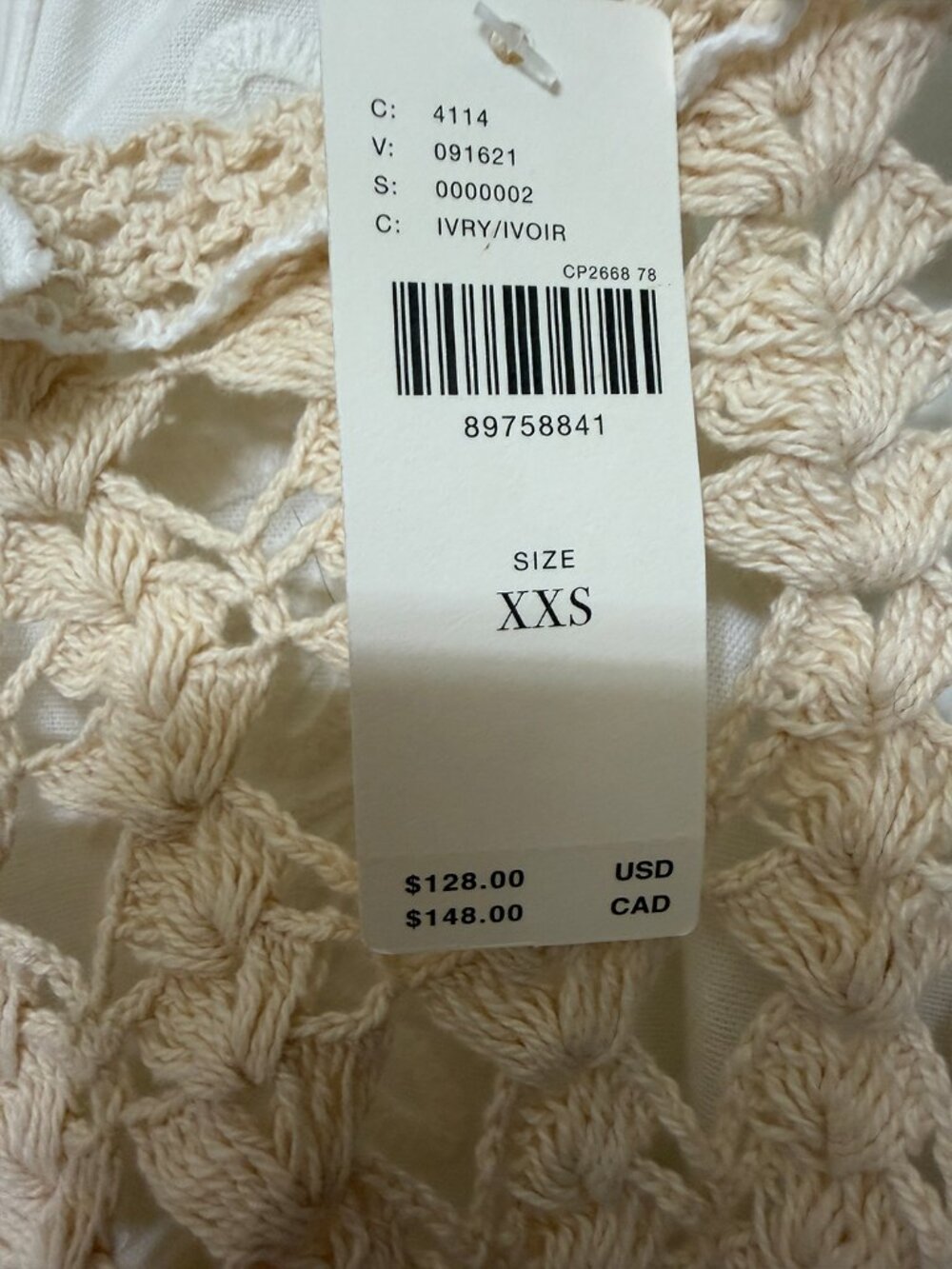 By Anthropologie Pieced Crochet Sweater Tank Ivory XXS - Picture 3 of 14
